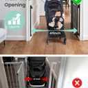 Grownsy No Bottom Bar Baby Gate for Stairs, Adjustable Width 29.8” to 43.5” for Child and Pet, Dog Gate with Auto-Close & Walk Through, Hardware-Mounted Install for Doorways and Indoor Use,Black