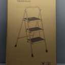 HBTower Step Ladder, Folding Step Stool with Wide Anti-Slip Pedal, Sturdy Steel Ladder, Convenient Handrail, Lightweight, Portable Steel Step Stool (Black)