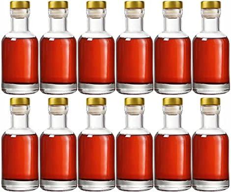 Kaachli Clear Glass Bottles 3 oz - 100ml [Pack of 12] for Wine Beverages Drinks Oil Vinegar Kombucha Beer Water Soda with Cork Stopper Airtight Lid