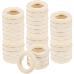M METERXITY 100-Pack Unfinished Wood Rings, 30 mm/ 1.18 in Natural Wooden Rings 6 mm Thick Macrame Wooden Rings Smooth Solid Wooden Circles for Macrame Jewelry Making/DIY Crafts/Ring Pendant