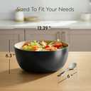 Restaurantware Bamboo Salad Bowl 1 Count 51 Oz Greaseproof Freezable Round Serving Bowl, Hot and Cold Food Friendly Handmade Bamboo Serving Utensils, Black