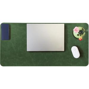 Faux Leather Desk Mat, 31.5"x15.7" Non-Slip PU Leather Desk Pad, 2mm Thick Desk Blotter with Stiched line, Retro Large Mouse Pad, Laptop Pad for Office & Home Use (Retro Green)