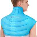 Comfytemp Large Ice Pack for Neck Shoulders Upper Back Pain Relief with Straps, Reusable Gel Ice Wrap Hot Cold Compress Therapy Recovery for Upper Back, Rotator Cuff (Medium, Light Blue)