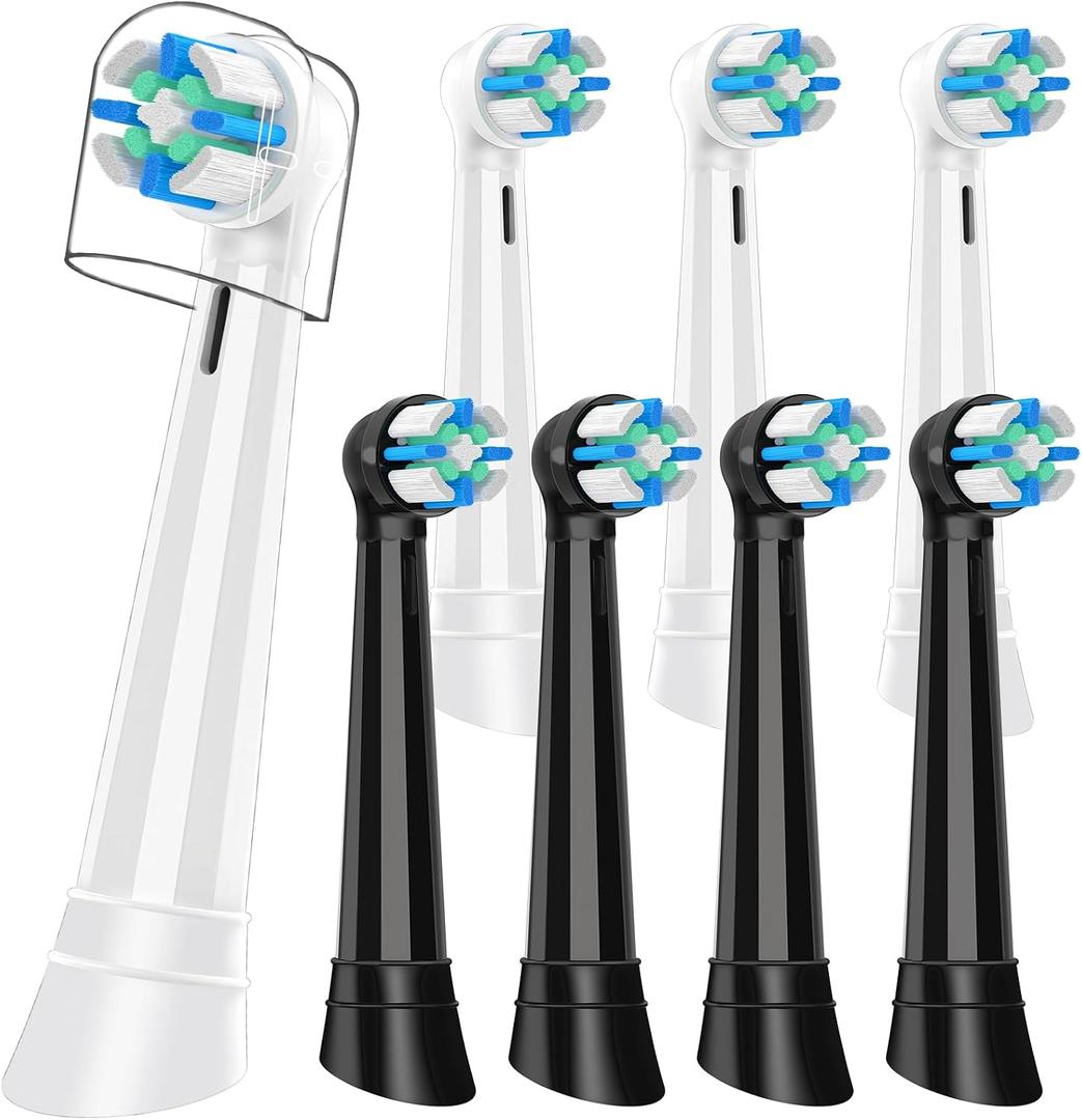8 Pcs IO Replacement Heads Compatible with Oral B iO 2/3/4/5/6/7/8/9/10/Deep Clean Electric Toothbrush, Brush Heads Compatible with IO for Teeth Clean (Black/White)