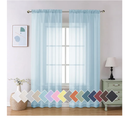 Aiyufeng 2 Pack: Basic Sky Blue Sheer Curtain Drapes 84 Inch Length 2 Panels for Living Room, Light Filtering Voile Drapes for Bedroom, Patio, Sliding Door, Each 40" W x 84" L