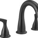 Delta Broadmoor Matte Black Bathroom Faucet with Sprayer, 8 Inch 3 Hole Widespread Bathroom Sink Faucet with Pull Out Sprayer, Push-Pop Drain, Matte Black 35765LF-BLPD