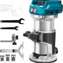 Cordless Compact Wood Router for Makita 18V Battery(Bare Tool), Carving 1/4" Collet Brushless Palm Router 28000RPM 6-Speeds Fixed Base Trim Router with Edge & Roller Guide, Dust Hood