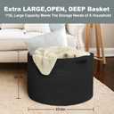 MEGASKET 115L Super Large Black Blanket Basket, 23.6"x15.7" Woven Rope Bin for Storage, Oversized Kids Dog Toy Storage Box Bins, XXXL Blanket Holder for Living Room, Jumbo Wicker Basket for Organizing