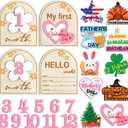 23 Pcs Baby Monthly Milestone Cards My First Holiday Wood Milestone Signs First St. Patrick's Day Easter Interchangeable Number Set Baby Announcement Wood Discs for Newborn Growth Record