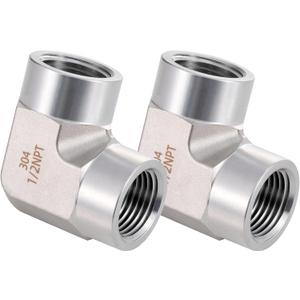 Stainless Steel Pipe Fitting 90 Degree Barstock Street Elbow 1/2" NPT Female x 1/2" NPT Female 2 Pack (Female  Female)