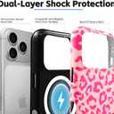 for iPhone 17 Pro Case Cute Cheetah Print Phone Case Compatible with MagSafe, Dual-Layer Shock Protection(Hard PC + Silicone) - Aesthetic Protective Phone Cover for Women Girl, Pink