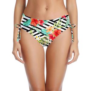 Tempt Me Women Bikini Bottoms Side Tie Adjustable Bathing Suit Swimsuit Full Coverage Swim Bottom (Colorful) M