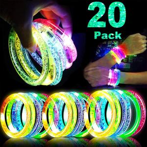 20 Pack LED Light Up Bracelets Glow in The Dark Party Supplies,Colorful Flashing Bracelet Light Up Toys Birthday Gifts Goodie Bags Fillers Pool Party Favors Toys Cristmas Wedding Halloween Glow Sticks