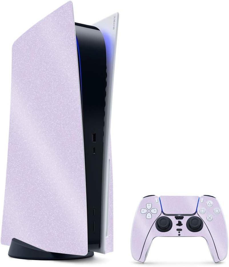 MightySkins Glossy Glitter Gaming Skin for PS5 / PlayStation 5 Bundle - Solid Lilac | Durable High-Gloss Glitter Finish | Easy to Apply and Change Style | Made in The USA