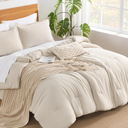 Andency Beige California King Comforter Set - 7 Pieces Cream Bed in a Bag Cal King Bedding Comforter Sets, Summer Solid Soft Lightweight Comforter with Fitted Sheets, Flat Sheets, Pillowcases & Shams