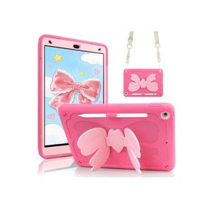 WESADN for iPad 9th Generation Case 8th 7th Gen 10.2 inch Case 2021 Girls Kids with Cute Bow Butterfly Wings Kickstand Shoulder Strap Pencil Holder Rugged Cases Cover for iPad 10.2 Cases, Rose Pink