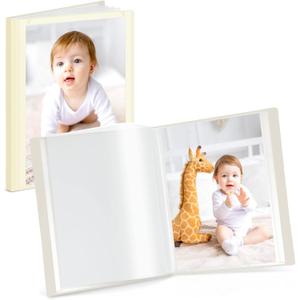 CRANBURY Small Photo Album 4x6 (Ivory), 2-Pack 4 x 6 Photo Book, 24 Pockets Shows 48 Pictures, Mini Plastic Picture Album Binder with Customizable Cover