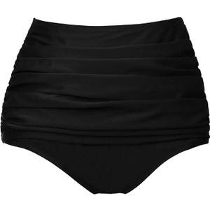COCOPEAR Women's High Waisted Full Coverage Bikini Bottom Ruched Bathing Suit Bottoms for Women Tummy Control Swim Bottoms
 M