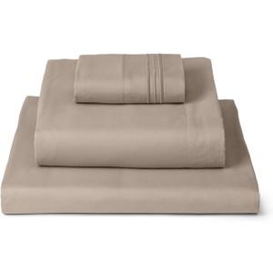 Mellanni Twin Sheets Set - 3 PC Iconic Collection Bedding - Hotel Luxury, Extra Soft, Cooling Bed Sheets - Wrinkle, Fade, Stain Resistant (Twin, Tan)