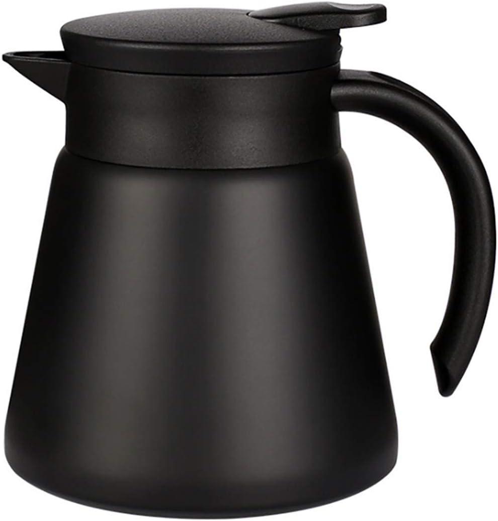 Thermal Coffee Carafe Tea Pot 20 Oz Stainless Steel Insulation Pot Double Wall Vacuum Insulated Coffee Water & Beverage Dispenser (Black)