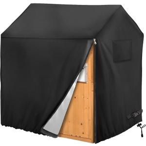 Playhouse Cover, Outdoor Plastic Wooden Playhouse Covers, 50" L X 45" W X 55" H, Waterproof, Easy To Put On With Side Zipper, 640d Heavy Duty Oxford Fabric (Black)