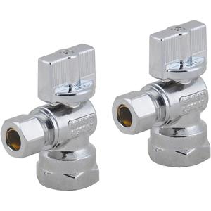 LD Valve -1/4 Turn Angle Stop Valve 1/2-in FIP Iron Pipe x 3/8-in OD Compression, Quarter Turn LF Brass Chrome Plated Water Shut Off Angle Valve for Faucet or Toilet Installation-LD Brand (2-Pack)