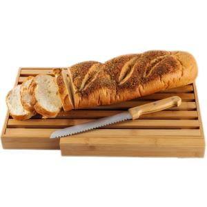 Bamboo Land- Large Bamboo Bread Board with Large Bread Knife and Crumb Catcher, Bamboo Bread Slicer for Homemade Bread Board, Bread Cutting Board Slicer, Big Bread Board, Christmas Gifts