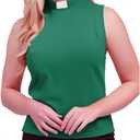 Women's Clergy Sleeveless T-Shirt Tab Collar Clergy Minister Priest Outfit Priest Costume Shirt Tops (Green, L)