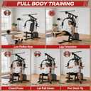Home Gym Machine with 100LB Weight Stack, Multifunctional Full Body Workout Station for LAT Pulldown, Chest Press, Leg Extension & Strength Training, Compact Fitness Equipment for Home Use