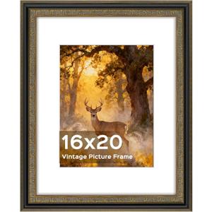 Golden State Art 16x20 Antique Black Gold Picture Frame Mat for 11x14