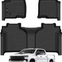 Floor Mats 2019-2025 2026 for Chevy Silverado/GMC Sierra 1500, 2020-2026 2500HD/3500HD (Crew Cab Only, Fit with Rear Under-Seat Storage All Weather TPE Floor Liner (Not 2nd Row Plastic Storage/NO EV)