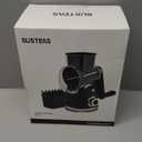 SUSTEAS Rotary Cheese Grater with Handle,Vegetable Slicer with 6 Interchangeable Blades, Reinforced Suction,Easy to Clean,Kitchen Shredder for Crushed Ice,Fruits and Nuts with Blade Storage Case,Black