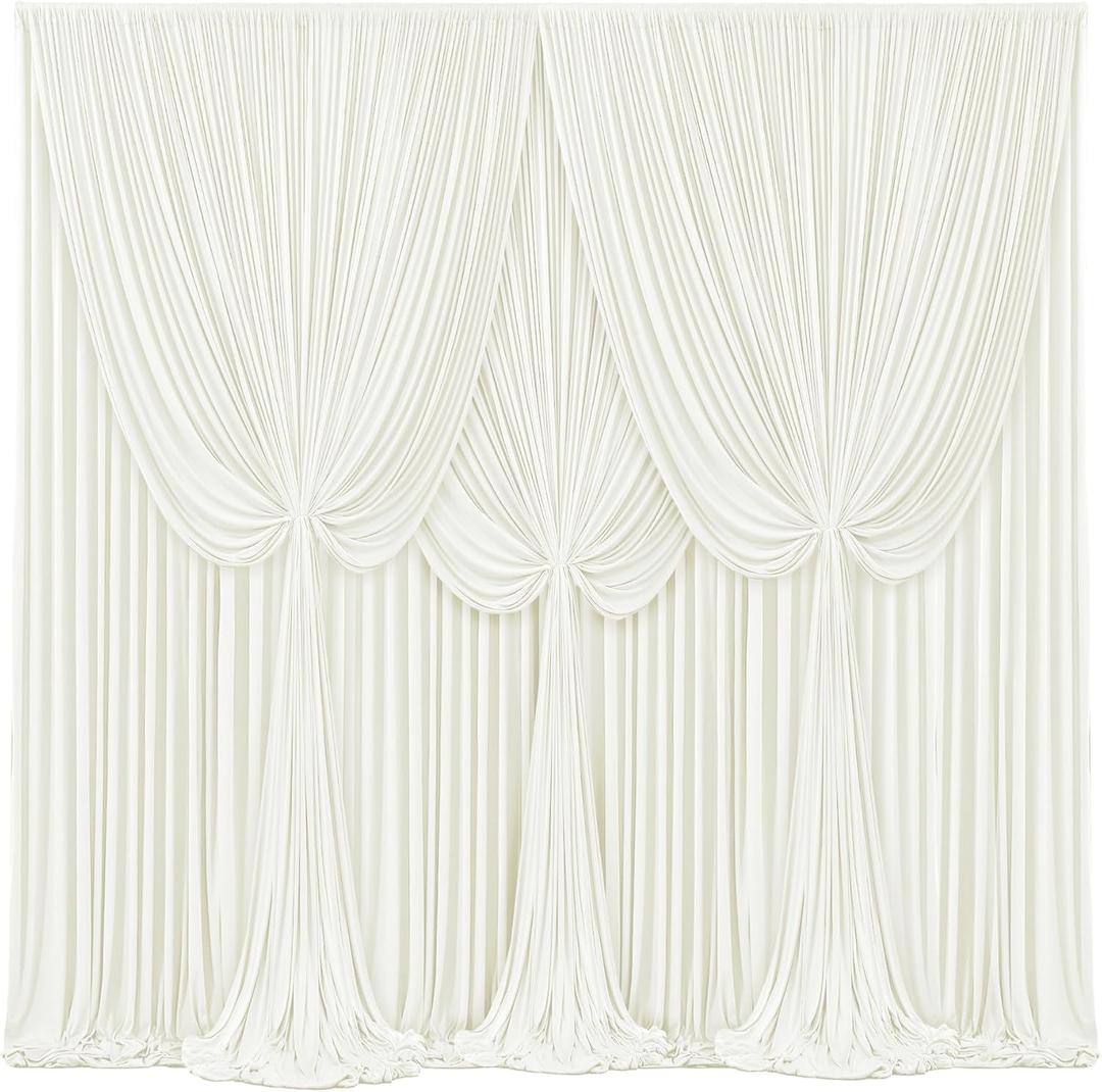 4 Panels Ivory Backdrop Curtains for Wedding Party Wrinkle Free Backdrops Curtain Drapes Fabric Decorations Photo Back Drop Cloth for Baby Shower Photography Stage Reception 20ft(W) x 12ft(H)