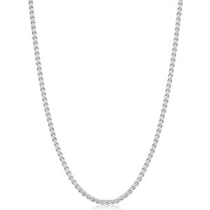 Fiusem Silver Tone Wheat Chain Necklace for Men, 2mm Mens Chain Necklaces, Stainless Steel Necklace Chains for Men and Women, Men Necklace 18 Inch