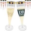 Reli. Champagne Flutes Plastic | 110 Pack | 4.5 oz - Gold Rim Clear | Premium Plastic Champagne Flutes | Party-Perfect for Celebrations