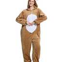 ANMIBOBU Unisex Adult Onesie Pajamas Animal Cosplay Halloween Costume One Piece Plush Sleepwear Homewear(Yellow-XL)