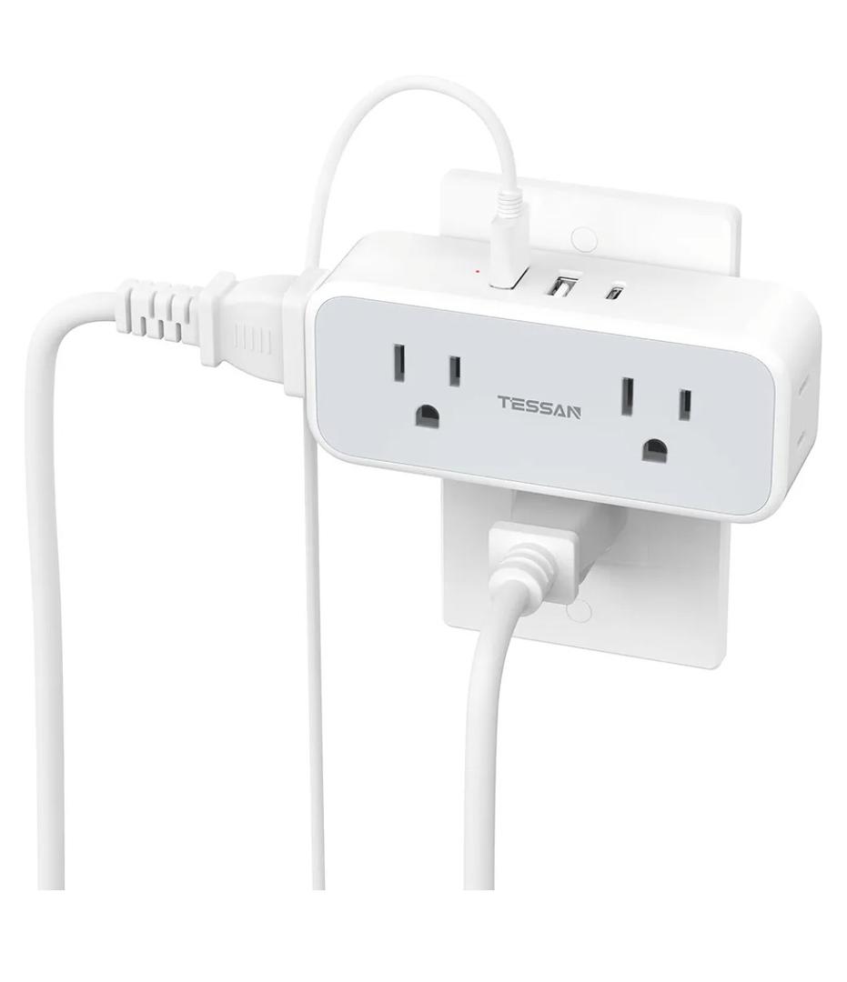 Surge Protector Outlet Extender, TESSAN Multi Plug Splitter with 4 Electrical Outlets 3 USB Ports(1 USB C), Multiple Plug Mini Wall Expander for Home Bathroom Office Dorm Room