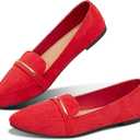 Obtaom Women's Pointy Toe Loafer Flat Comfortable Faux Suede Work Shoes,Cute Penny Loafer Slip On Ballet Flat,7