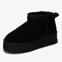 Ultra Mini Boot Platform  Womens Genuine Leather Wool Fur Ankle Booties Winter Botas Size 9