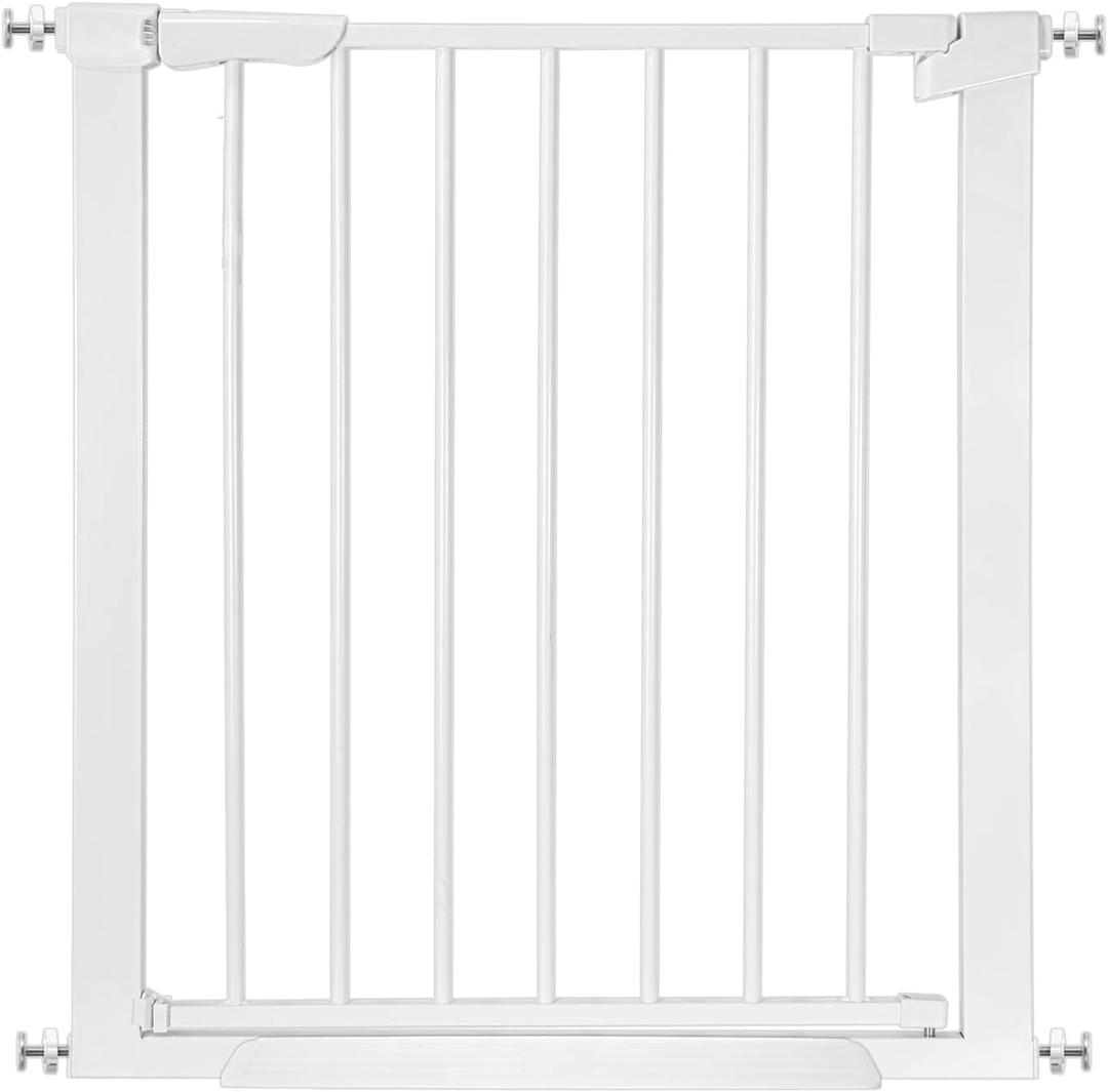 Adjustable Baby Gate with Door, Auto Close Safety Pet Gates for Doorways, Extra Tall and Wide Child Gate for Stairs, Dog Gates for The House, Doorways. Pressure Baby Gate for Dogs Indoor. (29.5-32.5 in width (White))