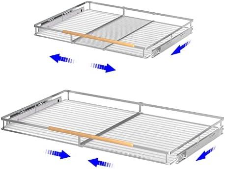 KIKIBRO Pull Out Drawer Cabinet Organizer, Expandable Slide Out Storage Shelves - Heavy Duty, Durable and Smooth Slide-Out, 2 Pack，XS: 12.3"~18.5" Wide x 17.3" Deep