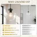 KoKo&Yukina 8 inch Globe Pendant Lighting for Kitchen Island Mid Century Modern Hanging Light Fixture with Clear Globe Glass Black Industrial Hanging Ceiling Lights for Bathroom Entryway (Bulb Incl.), 8 inch - standard