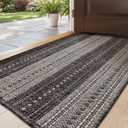 DEXI Dirt Trapper Door Mat, 20x31 Washable Doormat, Dirt Resistant and Absorbent, Easy Clean Low-Profile Floor Rugs for Entryway, Front Door, and Inside Entrance, Striped Grey