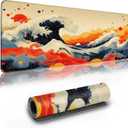 Extended Gaming Mouse Pad Anime Large Desk Pad with Non-Slip Base Full Keyboard Mat with Stitched Edges for Gaming and Office 31.5 x 11.8 inches (Watercolor Wave)