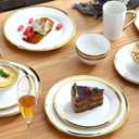 Salad & Dessert Plates, Set of 6, 8 inch, White Porcelain with Gold Trim, Elegant Ceramic Appetizer Plates for Bread, Snack and Finger Food, Round Serving Dishes for Wedding & Dinner Party  White Gold Trim, 8 inch