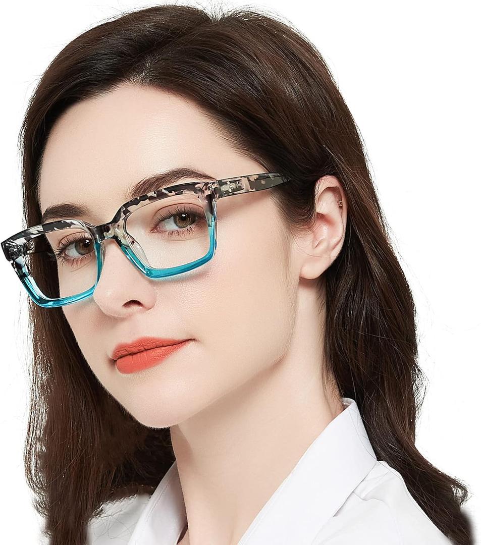 MARE AZZURO Large Reading Glasses Women Retro Square Readers 1.0 1.25 1.5 1.75 2.0 2.25 2.5 2.75 3.0 3.5 4.0 5.0 6.0 (03 Black+blue)