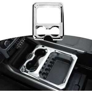 RT-TCZ for RAM Center Console Chrome Cup Holder Storage Box Trim Cover for Dodge RAM 2018-Present Chrome Interior Accessories
