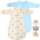 2 Pack Transitional Swaddle Sack with Arms Up & Sleeves, Mitten Cuffs, 2-Way Zipper, Sleep Sacks Blanket for Newborns - Calms Startle Reflex, Newborns Baby Boys & Girls Sleep Bag Large