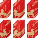 36pcs 2026 Horse Red Envelopes, Golden Foil Glitter Long Hong Bao Chinese Red Pocket Packet Cash Lucky Money Envelopes for Spring Festival Chinese Lunar New Year Supplies Decorations