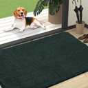 OLANLY Dog Door Mat for Muddy Paws 47x32, Absorbs Moisture and Dirt, Absorbent Non-Slip Washable Doormat, Quick Dry Chenille Mud Mat, Entry Indoor Entryway Carpet for Inside Floor, Blackish Green